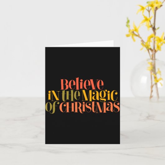 Believe In The Magic Of Christmas Retro Style T Sh Kaart (Gele Bloem)