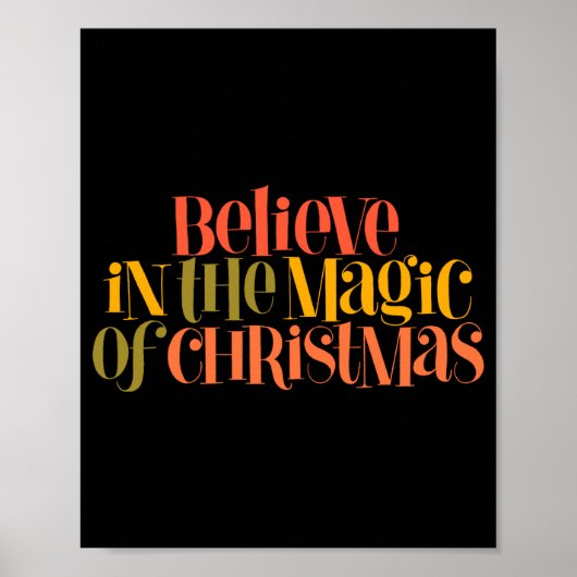 Believe In The Magic Of Christmas Retro Style T Sh Poster (Voorkant)