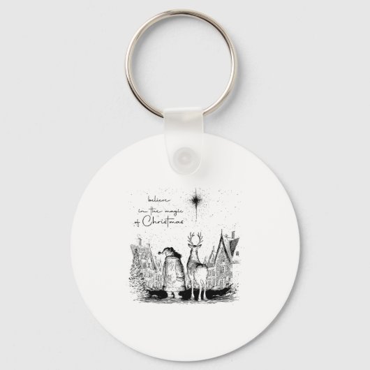 Believe In The Magic Of Christmas Santa Reindeer X Sleutelhanger (Voorkant)