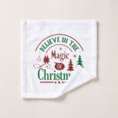 Believe In the Magic of Christmas White Bad Handdoek (Wasdoekje)