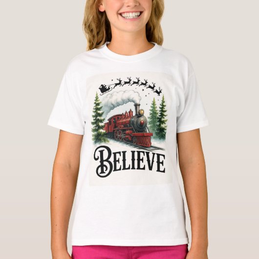 Believe in the Magic Train Holiday T-shirt (Voorkant)