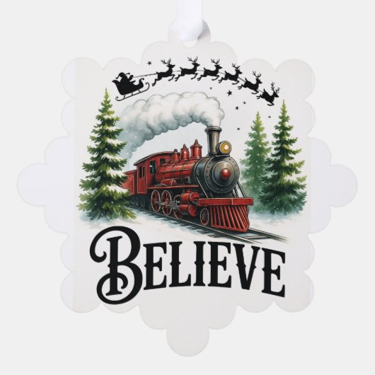 Believe in the Magic Train Ornament Kaart (Achterkant)