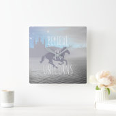Believe in Unicorns Whimsical Art Vierkante Klok (Huis)