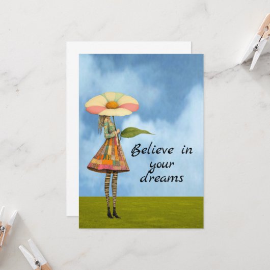 Believe in Your Dreams Flower Girl Kaart (Voorkant / Achterkant in situ)