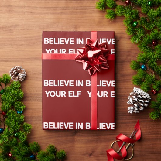 Believe In Your Elf Funny Xmas Matching Family Cadeaupapier (Feestdagen Geschenken)