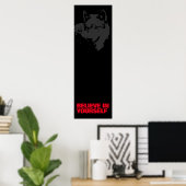 Believe in Yourself Black Red Grey Wolf Pop Art Poster (Thuiskantoor)