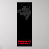 Believe in Yourself Black Red Grey Wolf Pop Art Poster (Voorkant)
