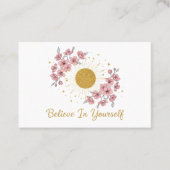 Believe In Yourself - Celestial Gold Sun Floral  Visitekaartje (Voorkant)