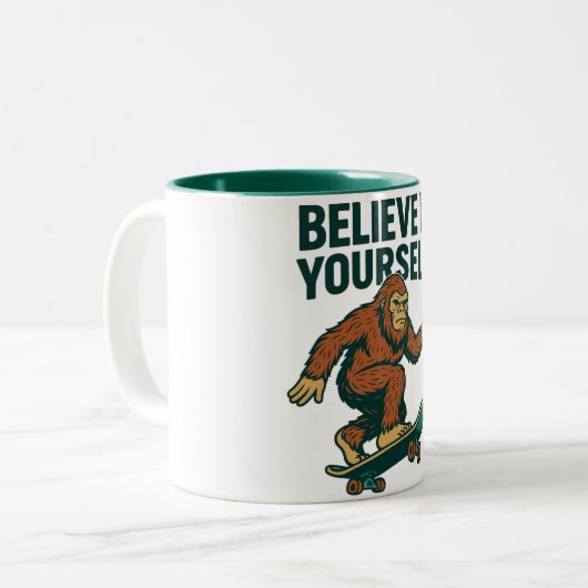  Believe In Yourself Motivation Art Tweekleurige Koffiemok (Voorkant links)