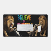 Believe in Yourself – Roaring Lion & Meerkat Motiv Bureaumat (Keyboard & Muis)