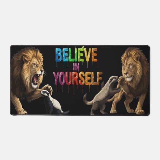 Believe in Yourself – Roaring Lion & Meerkat Motiv Bureaumat (Voorkant)