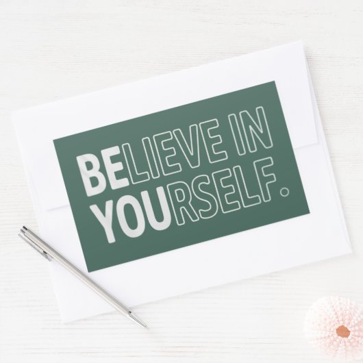 Believe In Yourself Teacher Motivational Positive  Rechthoekige Sticker (Envelop)