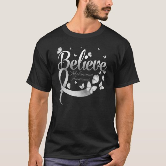 Believe Melanoma Awareness Butterfly T-shirt (Voorkant)