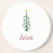 Believe Modern Christmas Evergreen Tree Zandsteen Onderzetter (Voorkant)