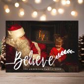 Believe Modern Hand Lettered Kerstfoto Feestdagenkaart