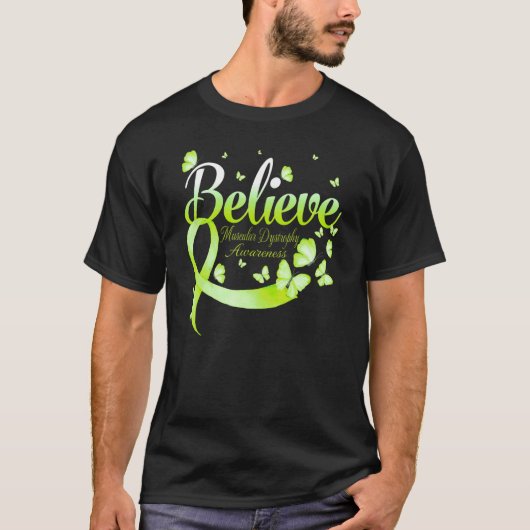 Believe Muscular Dystrophy Awareness Butterfly T-shirt (Voorkant)