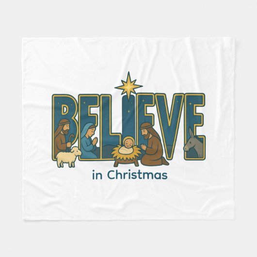Believe nativity  fleece deken (Voorkant (Horizontaal))