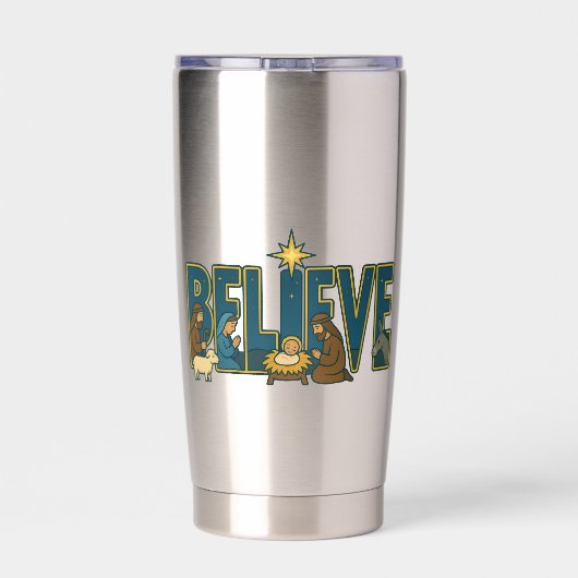 Believe Nativity  Geïsoleerde Drinkbeker (Achterkant)