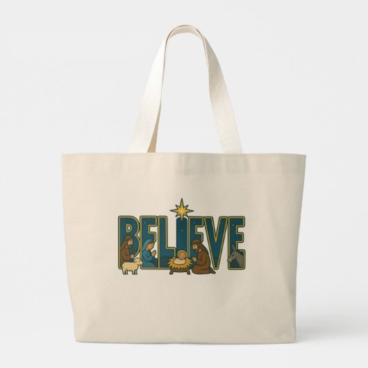 Believe Nativity  Grote Tote Bag (Achterkant)