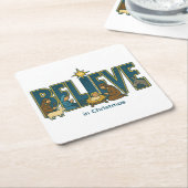 Believe nativity  kartonnen onderzetters (Schuin)
