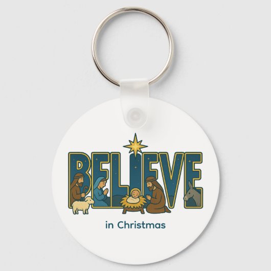 Believe nativity Ornament Sleutelhanger (Voorkant)