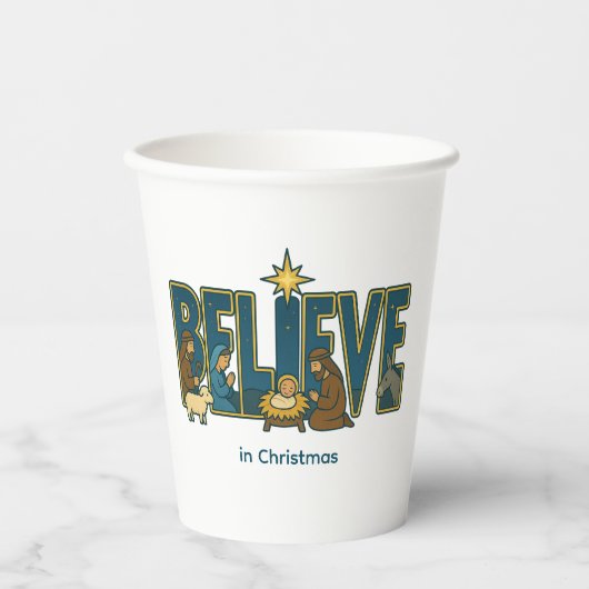 Believe nativity  papieren bekers (Voorkant)