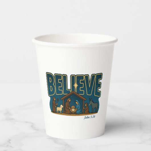 Believe Nativity Papieren Bekers (Voorkant)