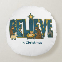 Believe nativity rond kussen