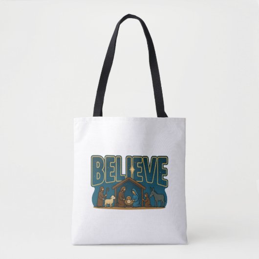 Believe Nativity Tote Bag (Voorkant)