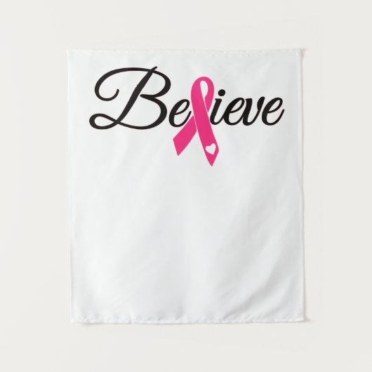 Believe Pink Ribbon Breast Cancer Awareness Wandkleed (Voorkant)