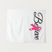 Believe Pink Ribbon Breast Cancer Awareness Wandkleed (Voorkant (horizontaal))