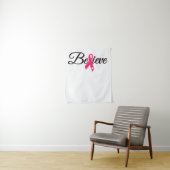 Believe Pink Ribbon Breast Cancer Awareness Wandkleed (In situ)