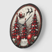 Believe Plaid Sleigh Christmas Grote Klok (Hoek)