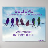 Believe Quote for Fitness Success: Birds and Sky Poster (Voorkant)