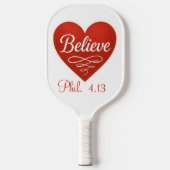 Believe red and white heart pickleball paddle (Voorkant)