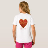 Believe red and white heart t-shirt (Achterkant volledig)