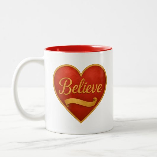 Believe Red Heart Tweekleurige Koffiemok (Links)