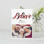 BELIEVE Red Pset Kerstfeestdag — Fotokaart Kaart (Staand voorkant)