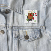 Believe Reindeer Vierkante Button 5,1 Cm (In situ)