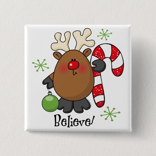 Believe Reindeer Vierkante Button 5,1 Cm (Voorkant)