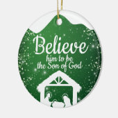 Believe, religious Christmas Nativity Scene ⛪️ 🎄 Keramisch Ornament (Links)