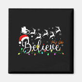 Believe Santa Claus Believe Christmas Matching Paj Magneet (Voorkant)
