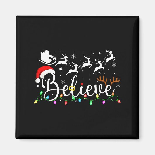 Believe Santa Claus Believe Christmas Matching Paj Magneet (Voorkant)