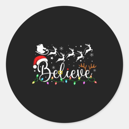 Believe Santa Claus Believe Christmas Matching Paj Ronde Sticker (Voorkant)