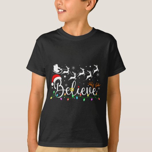 Believe Santa Claus Believe Christmas Matching Paj T-shirt (Voorkant)