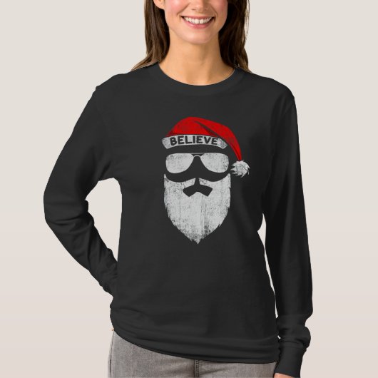 Believe Santa Hat Christmas Squad Family Group Mat T-shirt (Voorkant)