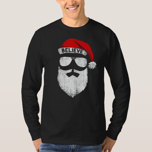 Believe Santa Hat Christmas Squad Family Group Mat T-shirt (Voorkant)