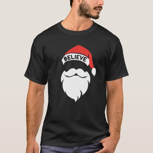 Believe Santa Hat Christmas Squad Family Group Mat T-shirt (Voorkant)