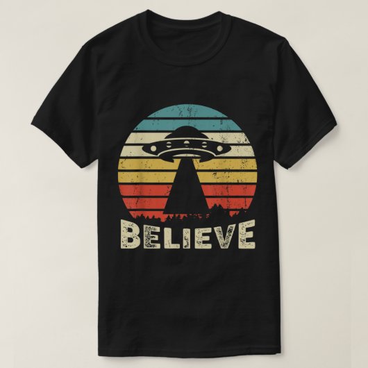 Believe UFO Alien Retro Vintage Tee T-shirt (Design voorkant)