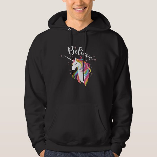 Believe Unicorn Rainbow is  for Legendary Creature Hoodie (Voorkant)